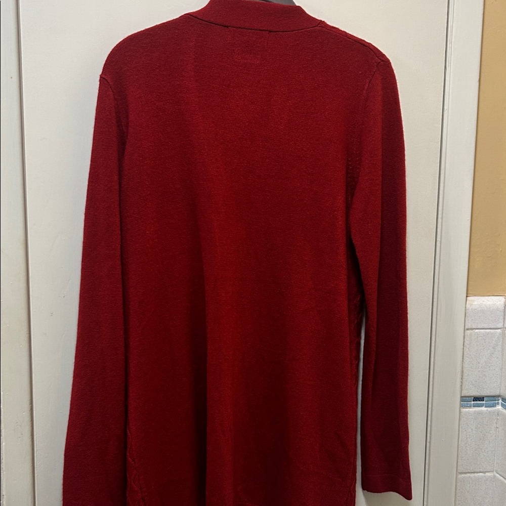 Red Open Front Cardigan - Picture 6 of 6